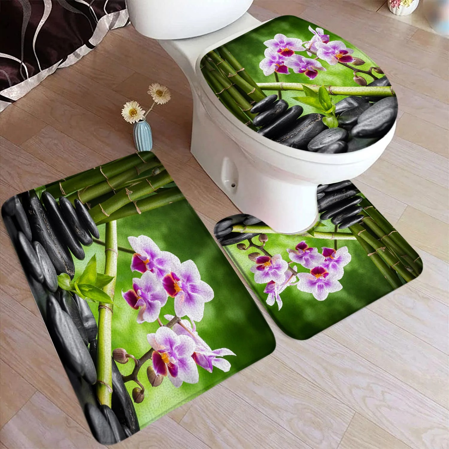 Zen Green Bamboo Bath Mat Set  - Bamboo Bath Mat ulasan dan harga