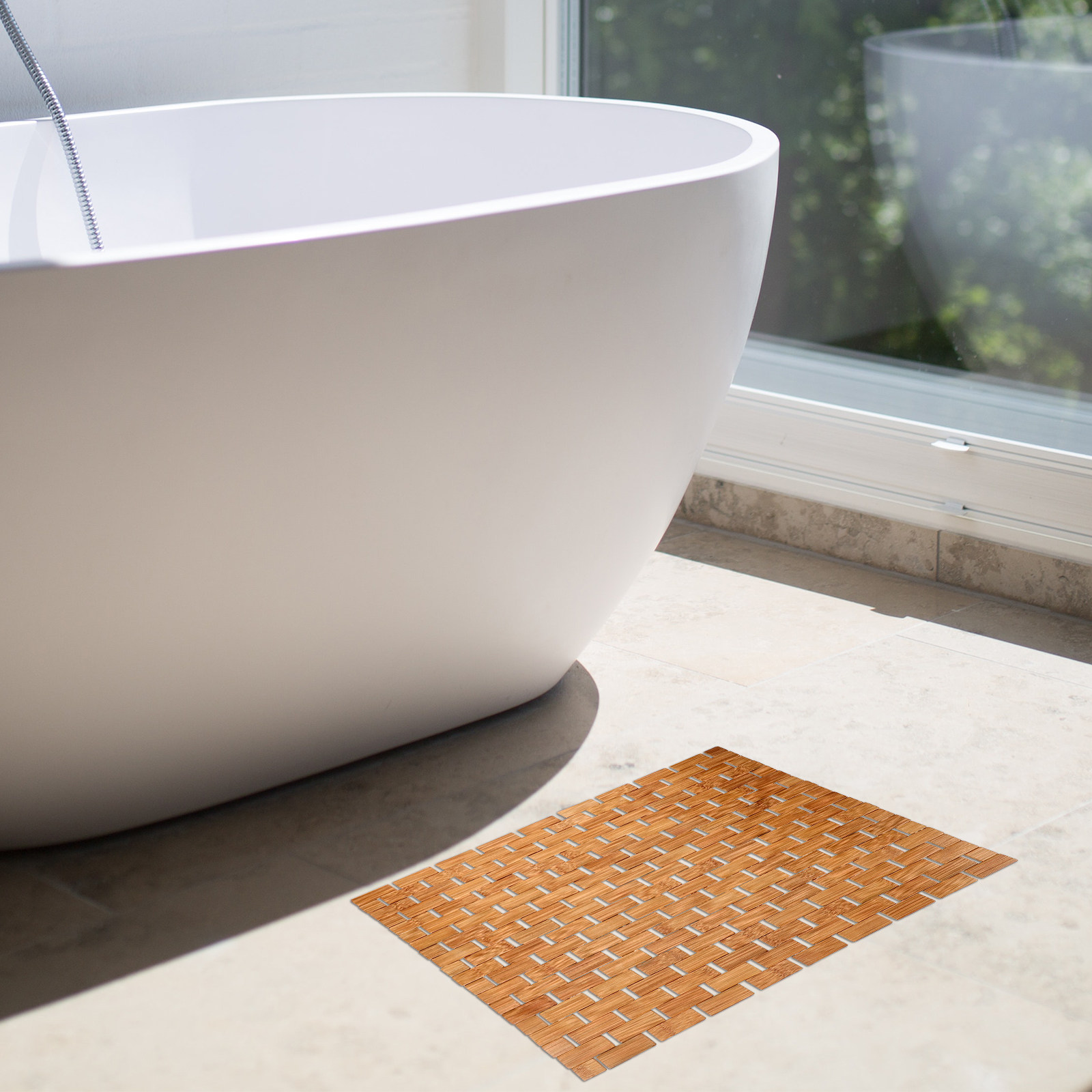 Bamboo Shower Floor Mat Square - Bamboo Bath Mat ulasan dan harga