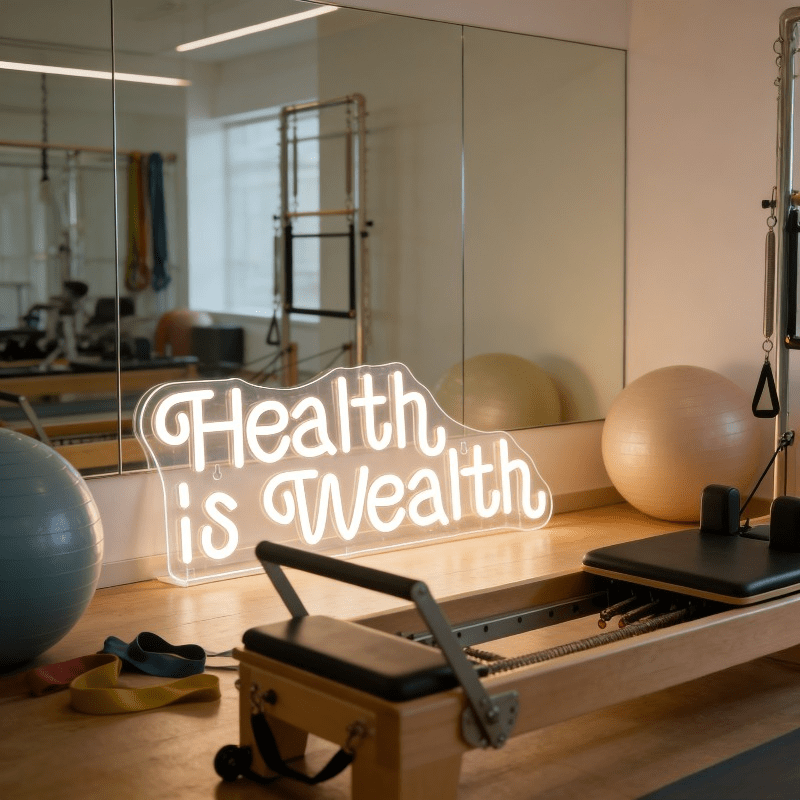 Health is Wealth Neon Sign LED - Health Wellness Yoga ulasan dan harga