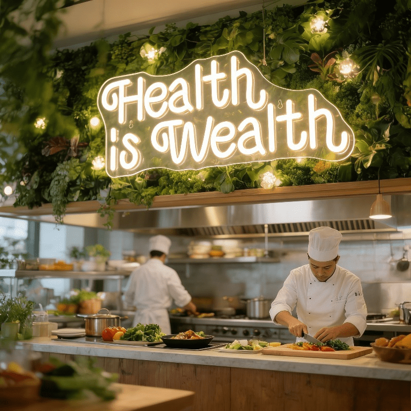 Health is Wealth Neon Sign LED - Health Wellness Yoga ulasan dan harga