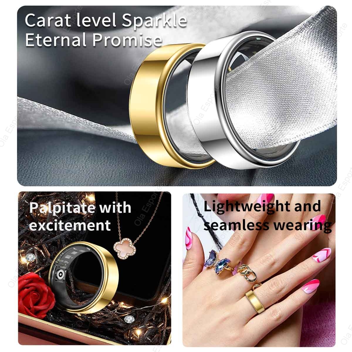 Titanium Alloy Smart Ring, Hea - Blood Oxygen Monitor ulasan dan harga